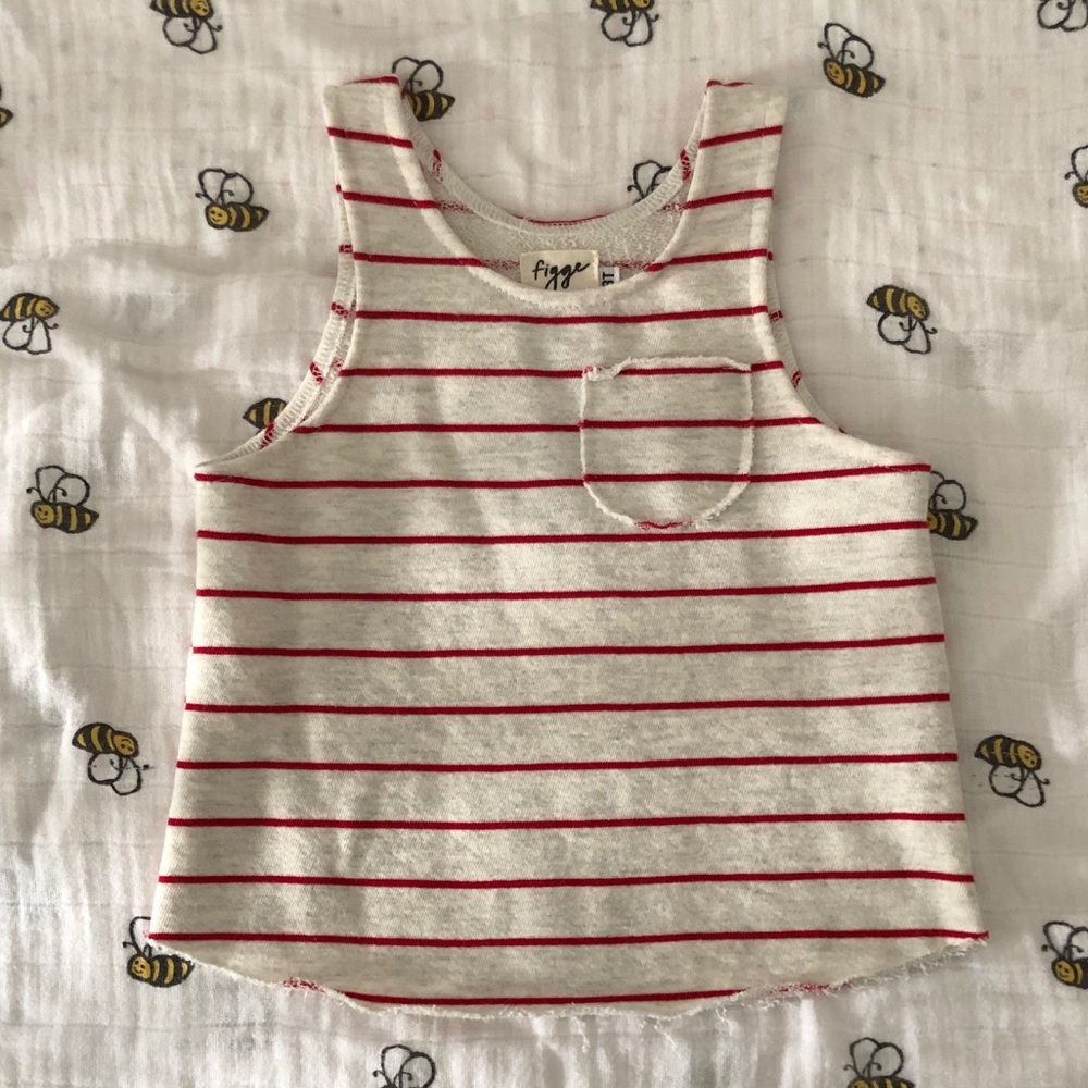 Figge Tank Top Size 2/3Y (3T) Red Striped/Terry
